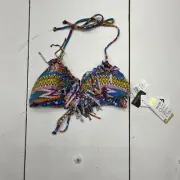 Billabong Multicolored Fringe Geometric Print Tri-Top Women’s Size Large NEW