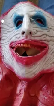 2 Masks In One Scarey Clown Mask Is Magnetic and Comes Off To Show A Second Mask