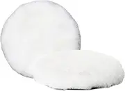 INZOEY Wool Polishing Pad 5 Inches Soft Sheepskin Buffing Pads with Hook and Loop Back Wool Cutting Pad for Car, Furniture, Glass and So On (Pack of 2)
