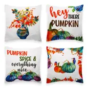 Fall Pumpkin Oil Painting Style Waterproof Pillow Covers 18 x 18 In, Set of 4