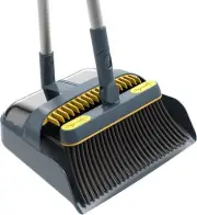 Broom and Dustpan Set for Home, Long Handle 180 Degree Rotating Blue