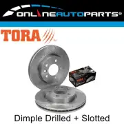 Front Slotted & Dimpled Disc Rotors + Brake Pads Set for VW Volkswagen Amarok