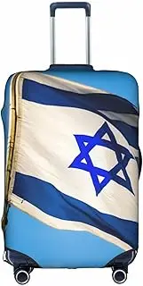 [Pvinnk] Israeli flag Print Protective Luggage Cover Elastic Washable Suitcase Protector Travel Gear Protector, White, Small