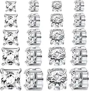 NEWITIN 9 Pairs Magnetic Earrings for Men Clip on Earrings Inlaid Cubic Zirconia Magnetic Stud Earrings Cross Magnetic Earrings Stainless Steel Non Piercing Earrings for Women Men