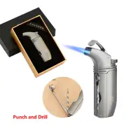 Galiner Windproof Cigar Torch Lighter With Hole Punch Double Jet Flame Gift Box