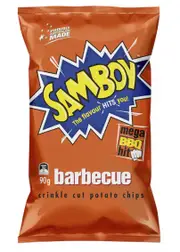 2 x Samboy Barbecue Crinkle Cut Potato Chips 90g