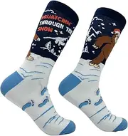 [Crazy Dog T-shirts] Men's Squatchin Through The Snow Socks Funny Sarcastic Christmas Novelty Footwear