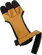 3 Fingers Archery Target Shooting Gloves – Traditional Genuine Leather Glove for Arrow Release Bow Hunting – by DMX INTL