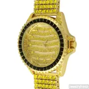 Canary Gold Princess Cut Bezel Designer Iced Out Watch