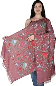 Exotic India Floral Ari Hand-Embroidered Stole from Kashmir