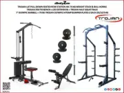 Lat Pull Down Seated Row 70 Kg Stack & Bull Horns + FID Bench + Half Squat Ra...