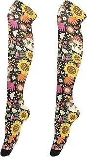 [Caihoyu] Women High Thigh Socks Anti-Hook Over Knee Socks Over Knee Thigh High Socks for Stage Performances Sunflower Autumn Pattern, Sunflower Autumn Pattern