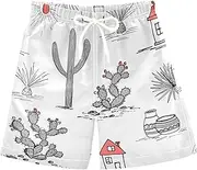 [Caihoyu] Mexican Cactus Tropical Boys Swimsuit Trunks Boys Swimsuit 8T