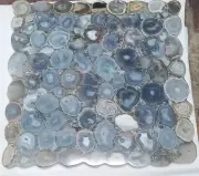 Luxurious Grey Agate Dining Table Top for Hotel Decor, Agate Stone Office Slabs
