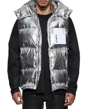 Purple Brand Silver Foil Puffer Vest