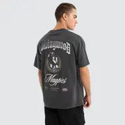 [Nena and Pasadena AFL] Collingwood Magpies AFL Vintage Goth Tee Pigment Asphalt