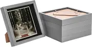 Nicola Spring 5X Grey 8'' x 8'' Acrylic Shadow Box Frame - Black 6'' x 6'' Mount - Deep Glass Photo Picture Flower Craft Memory Wall Display - by Nicola Spring