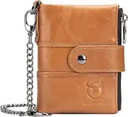[Generic] xinyee Men Vintage Cow Leather Wallet Card Holder Wallet Purse with Chain