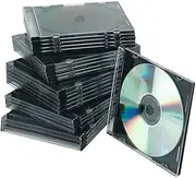 100 x Slim CD Cases BLACK Single Tray Slimline CD Jewel Case