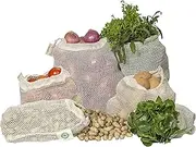 Best Reusable Mesh Produce Bags from 100% Organic Cotton - Mesh Vegetable Bags - Eco-friendly, Bio-degradable & Washable Mesh Fruit, Vegetable & Produce Bags - Veggie Bags (2 Large, 2 Medium, 2 Small)