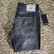 33x32 gray true religion mens jeans - NWT geno relaxed slim/gray gloomy cloud