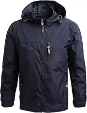 [Generic] Men's Lightweight Waterproof Rain Jacket Packable Shell Jacket Raincoat Hood for Hiking Travel Outdoor Windbreaker