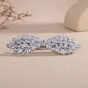 Kercisbeauty Wedding Bridal CZ Crystal Silver Bowtie Hair Comb Sparkle Hair Piece for Women Special Occasion Jewelry