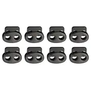 Spring Cord Lock End Toggle, 8Pcs Double Hole Spring Stopper Metallic Black