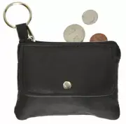 Genuine Leather Men Women Card Coin Change Large Key Ring Holder Purse Zip