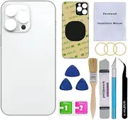 Perzework OEM Rear Back Cover Glass Replacement for iPhone 14 Pro 6.1 inches with Reparing Toolkit and Pre-Installed Adhesive (Silver)