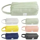 Kids Double Layer Zip Pencil Case Big Capacity Students Canvas Stationery Bag'