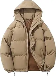 [JEShifangjiusu] Man Warm And Thick Plumon Clothing Climbing With Hat Sports Lightweight Sportswear, Khaki colour, 3XL