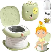 Baby Foldable Portable Potty Training Seat for Toddler, Kids Travel Potty with a Role Bag and Storage Bag, Kids Toilet seat Award-Winning Emergency Toilet for Car Camping Park (Green)