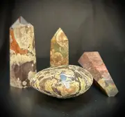 4 Piece Picasso Jasper Bundle 2 Towers, 1 Wand, And 1 Heart With Stand 13.1oz