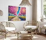 Sacura Blossom Trees Oil Painting Print Canvas Ready to hang (1500x1000mm (40" x 30"))