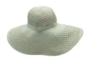 Nine West Big Floppy Sun Hat Ivory Cream Woven Summer Packable Women's One Size