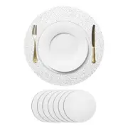 8Pcs Star Silver Disposable Round Placemats,13" Metallic Glitters Foil Mesh Mats