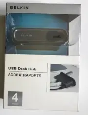 New Belkin USB Desk Hub 4 Ports USB 2.0 Macs & Windows Laptop Desktop PC