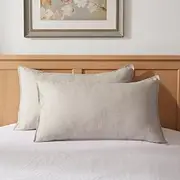 TOSMO 100% Linen Pillowcase King Size, Set of 2, Stone Washed Pillowcases Envelope Closure, Soft and Durable Pillow Cases, 20" X 40", Natural Linen