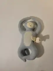 Powder Blue Plush Monkey Baby Rattle Toy