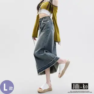 【JILLI-KO】暢銷韓版丹寧系列-中大碼顯瘦牛仔褲 牛仔裙 吊帶褲 吊帶裙 長褲 寬褲(多款任選)