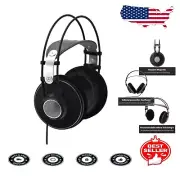 Premium K612PRO Over-Ear Headphones - Self-Adjusting Leather, Retractable Cable