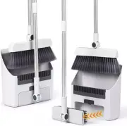 Broom and Dustpan Set，Brooms for Sweeping Indoor and Outdoor 3 in 1 Long Handle