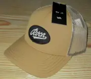 MENS RVCA KHAKI SNAPBACK ADJUSTABLE TRUCKER HAT CAP ONE SIZE