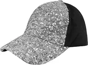 [AUSUAYA] Sequin Baseball Hat for Men & Women, Bling Ball Caps with Ponytail Hole for Disco & Hip Hop & Rave Party GB-HM-2