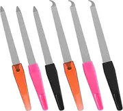 6 PCS Diamond Deb Nail File, Metal Nail File with Sharp Pointed Tip, Stainless Steel Fingernail Filer Curved Nails Files for Natural Nails, Double Sided Manicure Pedicure Toenails Tools for Salon Home