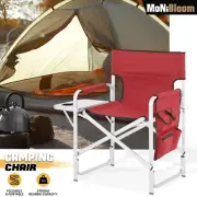 Tall Folding Director Chair Camping Chairs Heavy Duty w/Cup Holder+Side Pockets