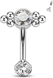 [Agrewd] Minimalist Rook Earrings, G23 Solid Titanium Eyebrow Rook Piercing Jewelry, 16G Internally Thread Vertical Labret Stud