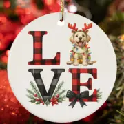 Love Labrador Retriever Dog Light Reindeer Antler Christmas Ornament Gift Decor