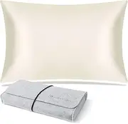 DISANGNI 100% Mulberry Silk Pillowcase for Hair and Skin, Envelope Style, Silk on One Side, Tencel on The Other (White, 1 pc 50x90cm)